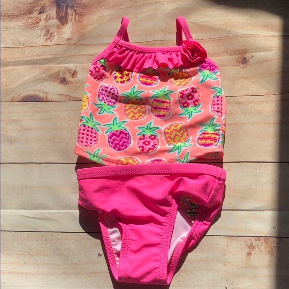 🍭6/$30 OP Pineapple baby girl’s 2 piece pink swimsuit 12 months
